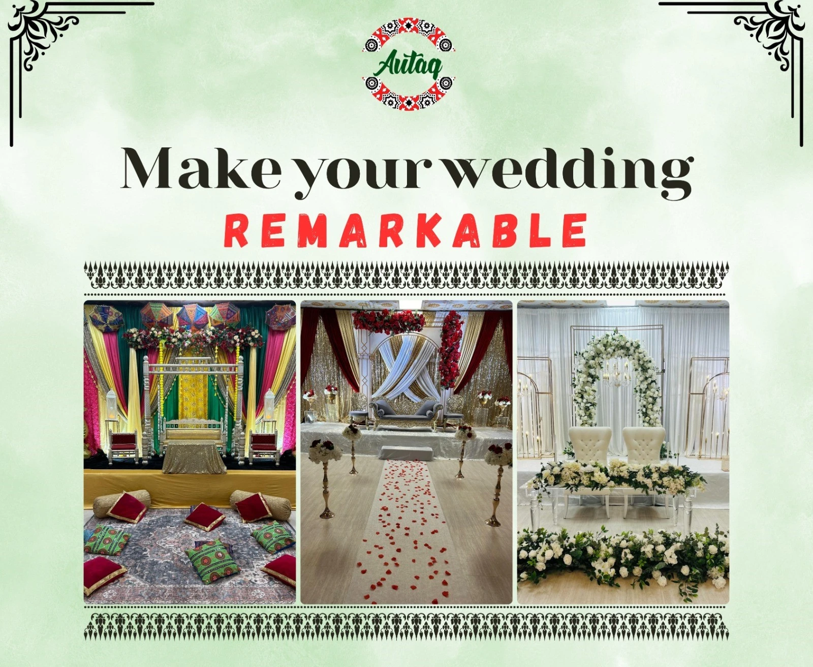 Banquet venue in the GTA decorated for Pakistani and Indian wedding events