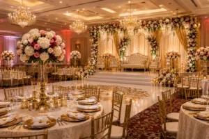 Elegant banquet hall near Brampton decorated for weddings and special events